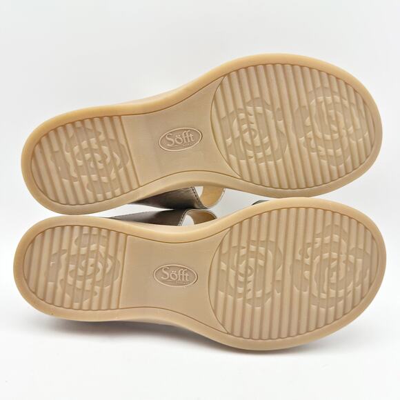 Sofft Womens Blaire Wedge Sandal US 7.5 M Taupe Silver Metallic Leather NWOB - Picture 10 of 11